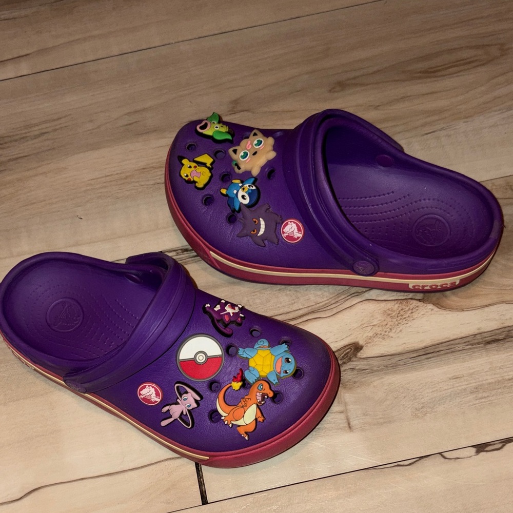 CROCS Purple Clogs with Character Charms